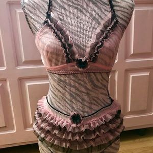 Pink n Black sheer 2pc lingerie